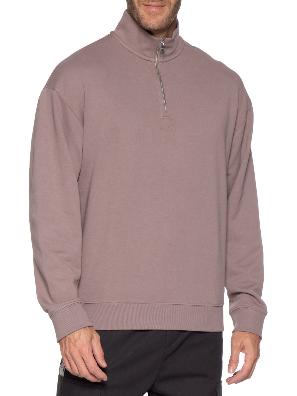 Casaco Masculino Relaxed Fit Zip-Neck Cotton Durty Marrom Hugo