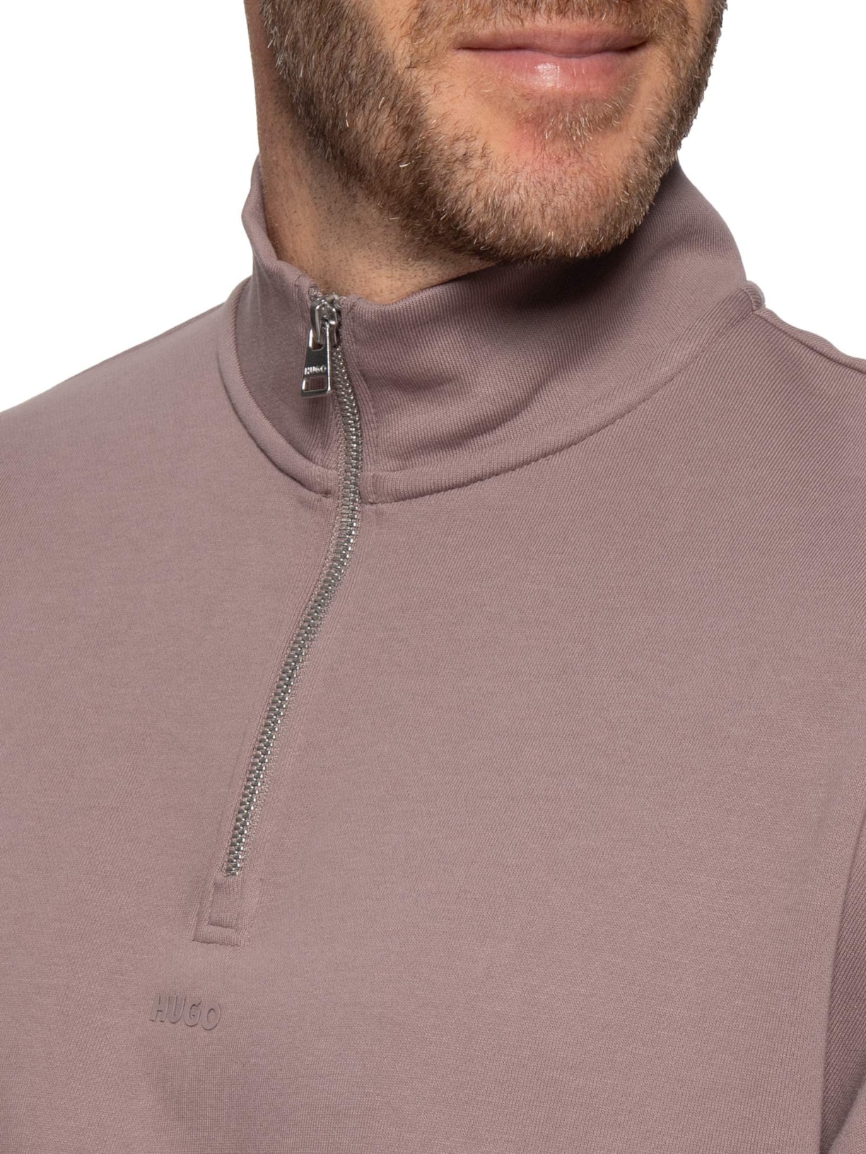 Casaco Masculino Relaxed Fit Zip-Neck Cotton Durty Marrom Hugo