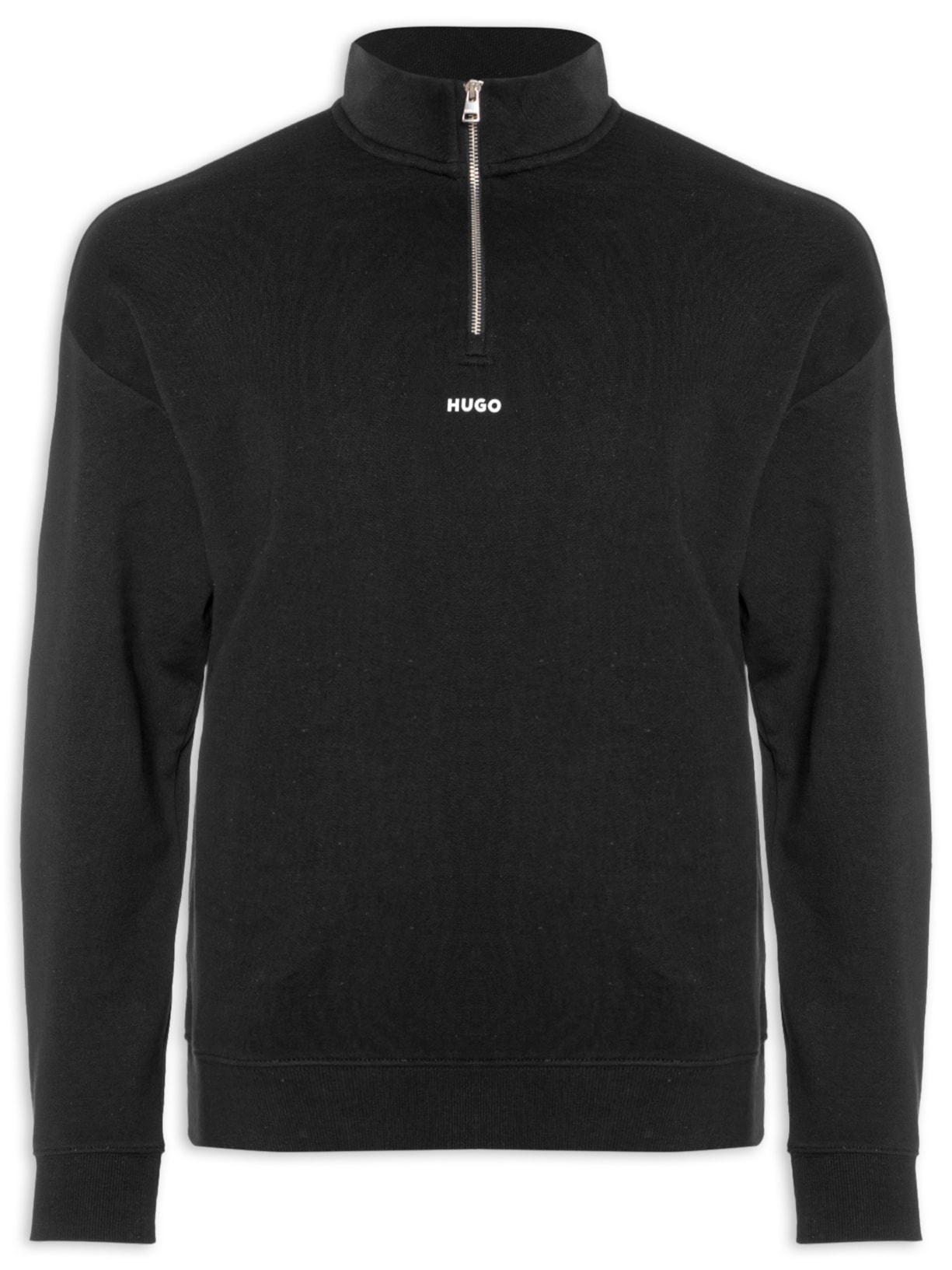 Casaco Masculino Relaxed Fit Zip-Neck Cotton Preto Hugo