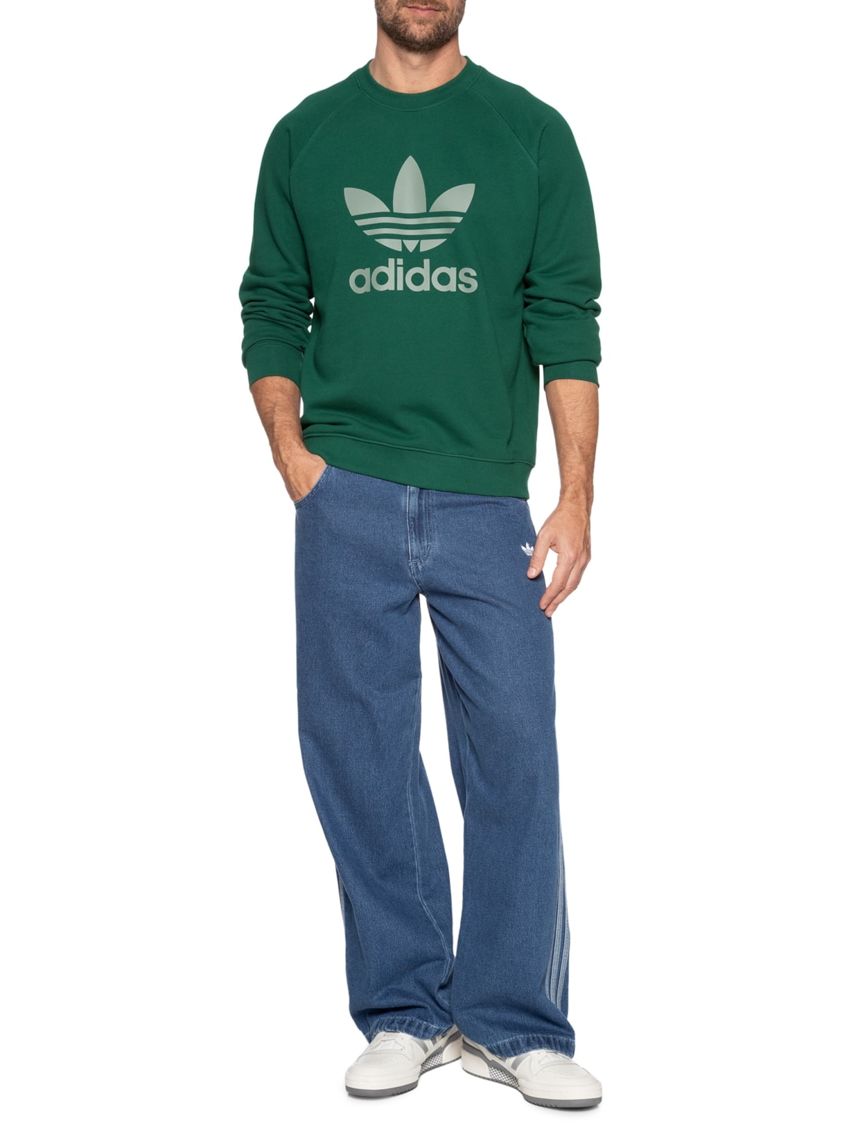 Casaco Masculino Trefoil Crew Verde Adidas Originals