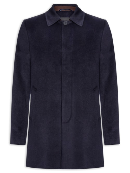 Casaco Masculino Trench Coat Blend De Lã - Azul