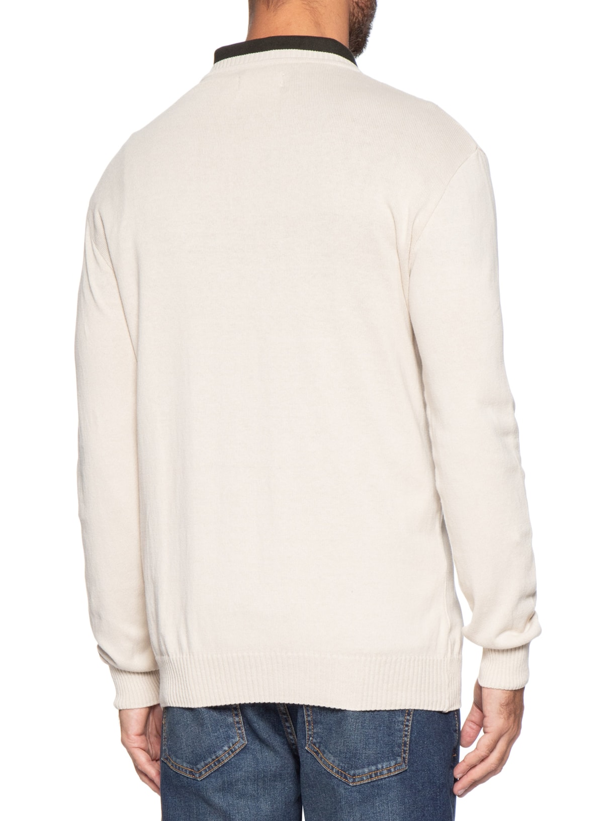 Casaco Masculino Tricot Básico Bege Foxton