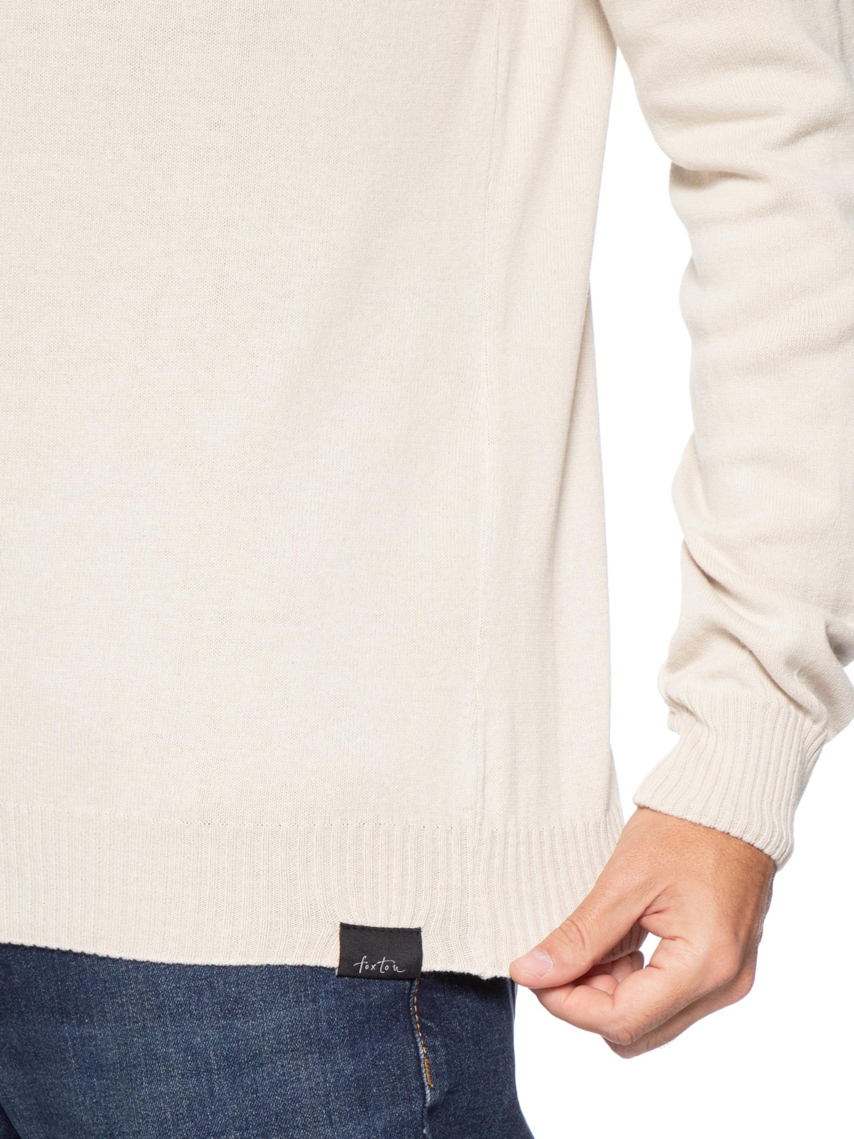 Casaco Masculino Tricot Básico Bege Foxton