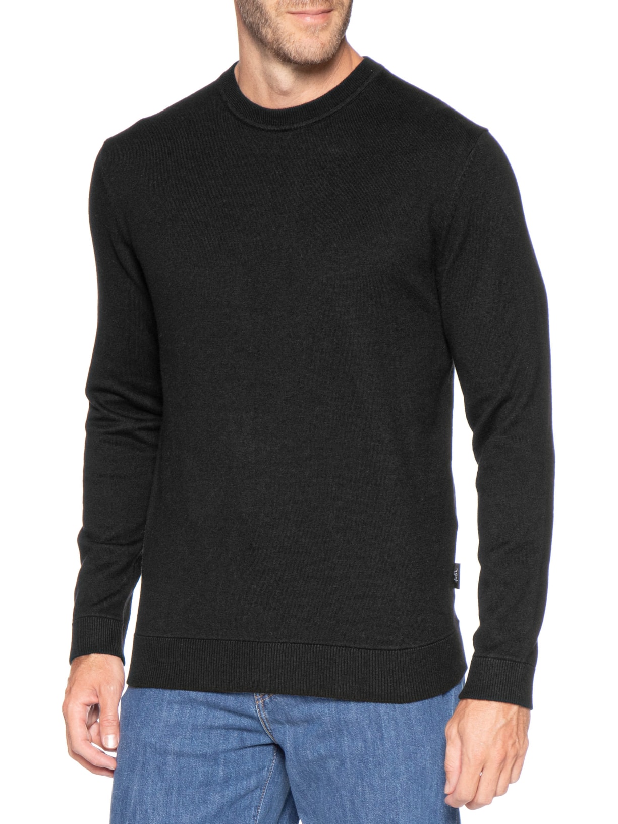 Casaco Masculino Tricot Cotton Cashmere Preto Foxton