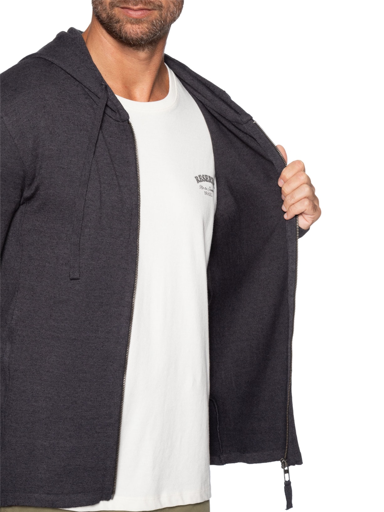 Casaco Masculino Tricot Zíper Quebec Cinza Austral