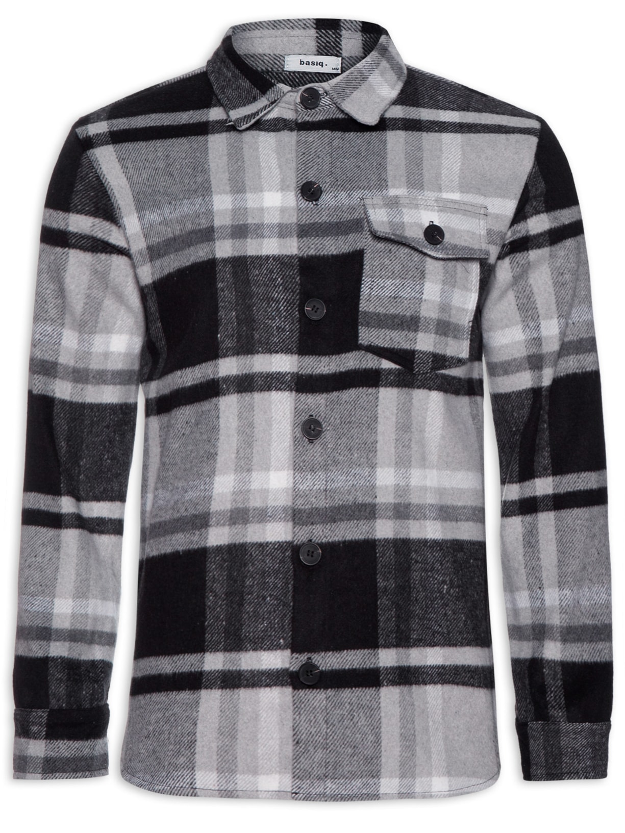 Casaco Masculino Xadrez Lã Batida - Cinza