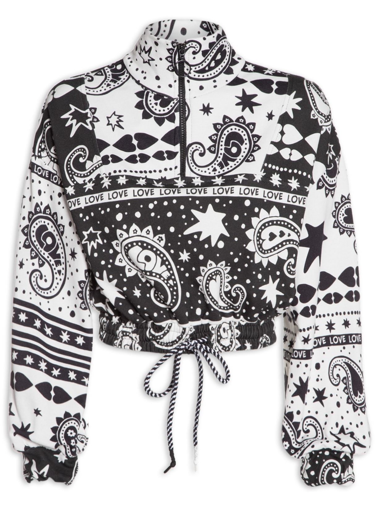 Casaco Moletom Estampa Paisley Love Preto Dress To