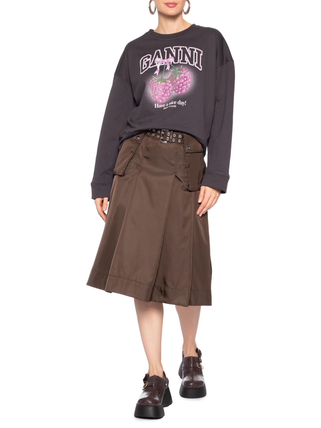 Casaco Moletom Feminino Isoli Crewneck Cinza Ganni