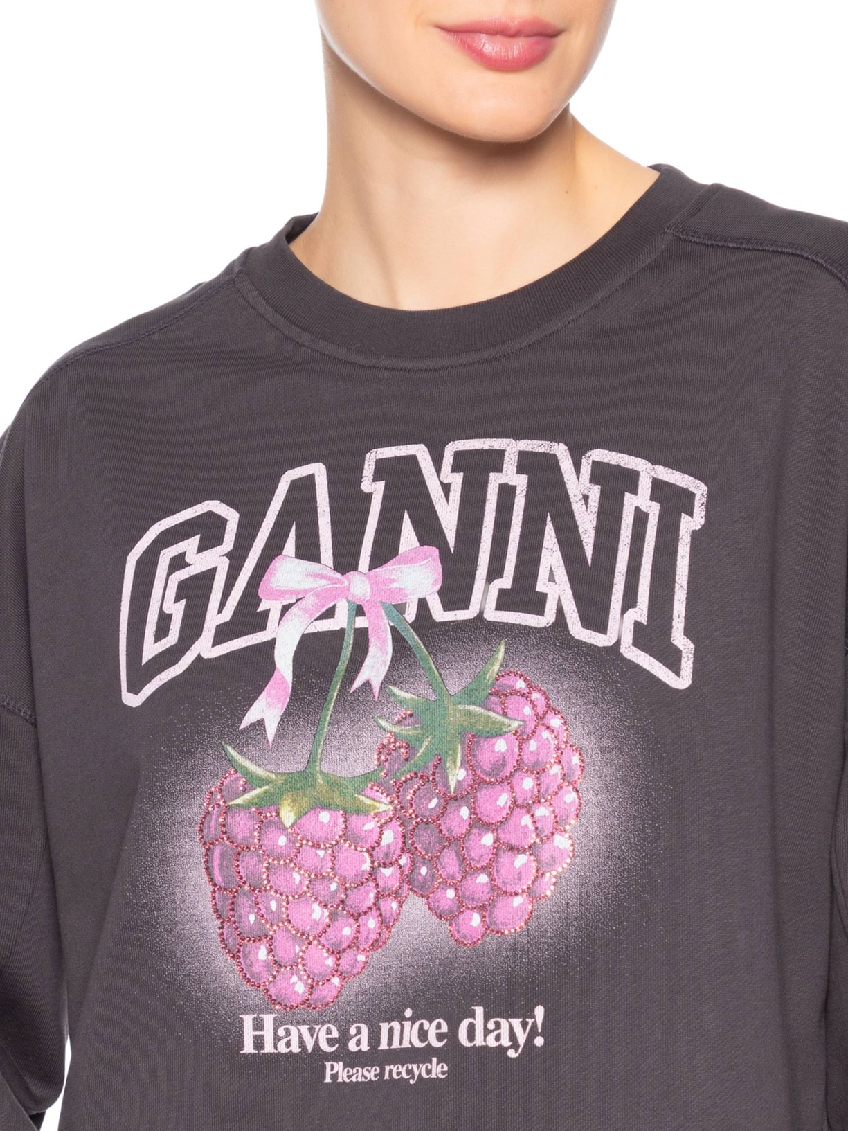 Casaco Moletom Feminino Isoli Crewneck Cinza Ganni