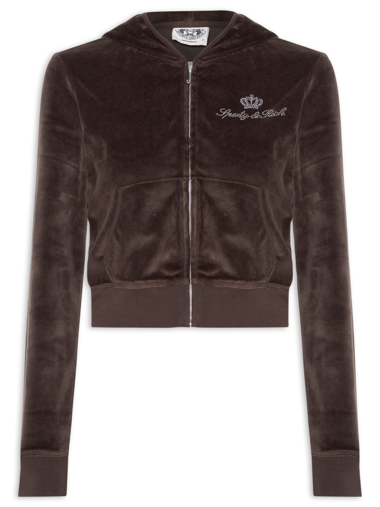 Casaco Moletom Feminino Juicy Script Velour Zip Marrom Sporty & Rich + Juicy Couture