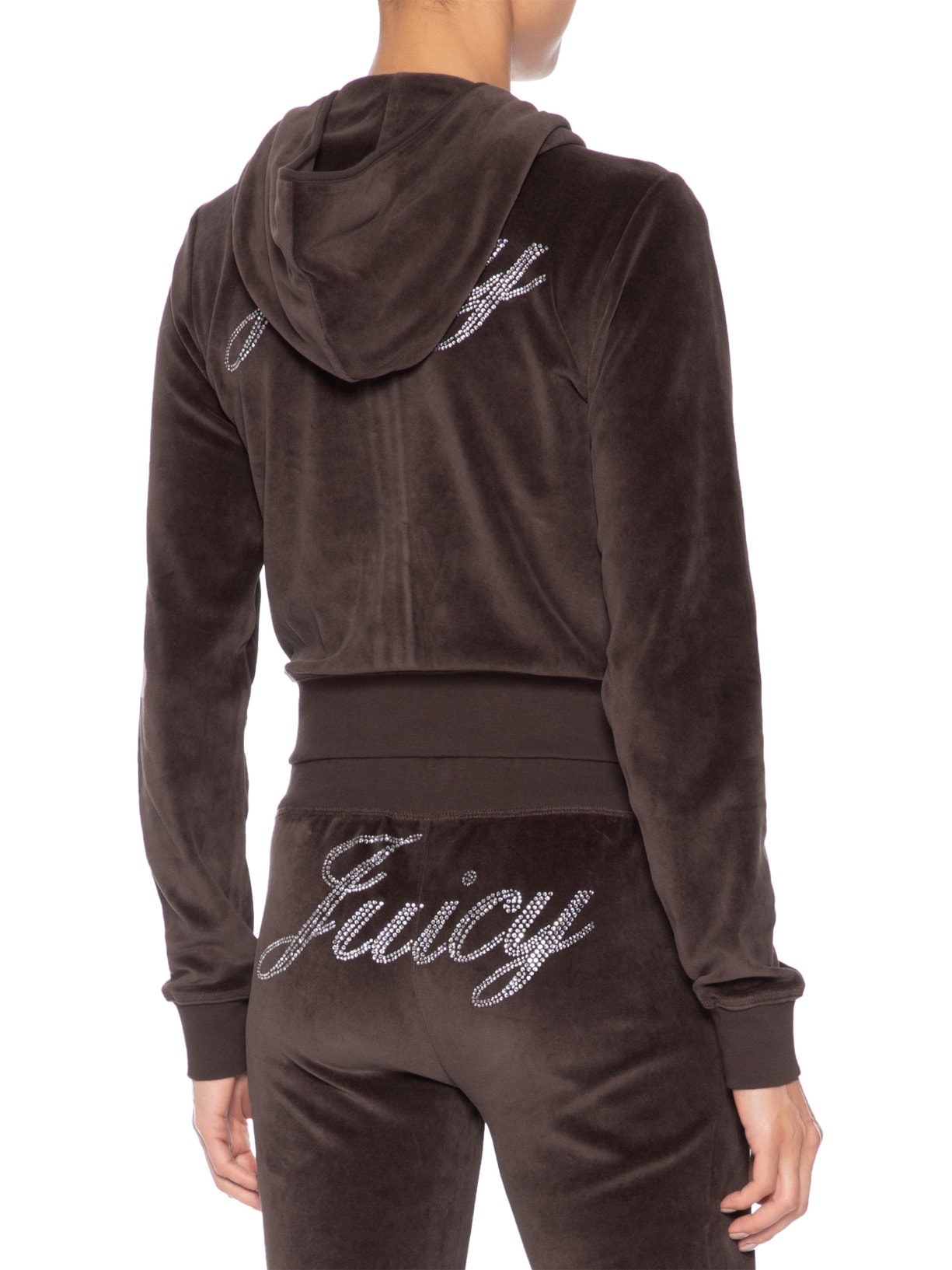 Casaco Moletom Feminino Juicy Script Velour Zip Marrom Sporty & Rich + Juicy Couture