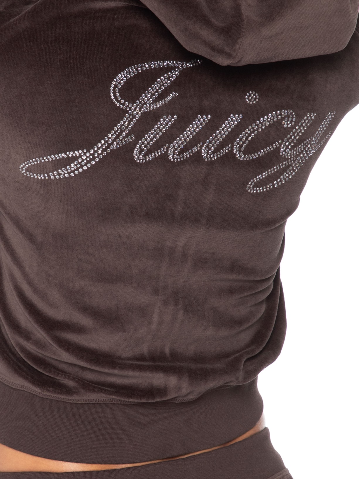 Casaco Moletom Feminino Juicy Script Velour Zip Marrom Sporty & Rich + Juicy Couture