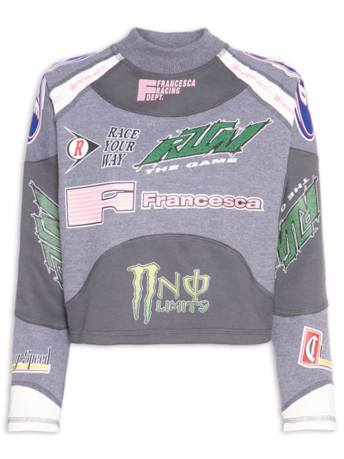 Casaco Moletom Feminino Race - Cinza