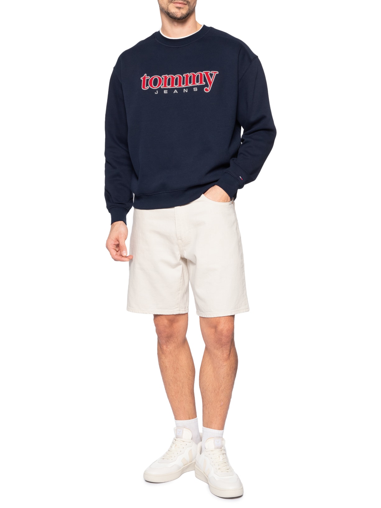 Casaco Moletom Masculino 90'S Fit Logo Bordado Aplicado Azul Tommy Jeans