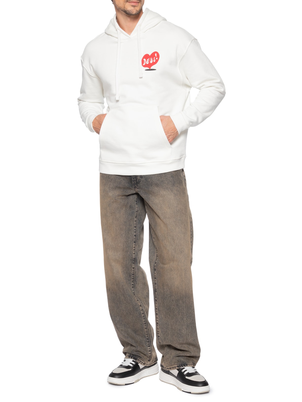 Casaco Moletom Masculino Canguru Deep Cut Branco Deus Ex Machina