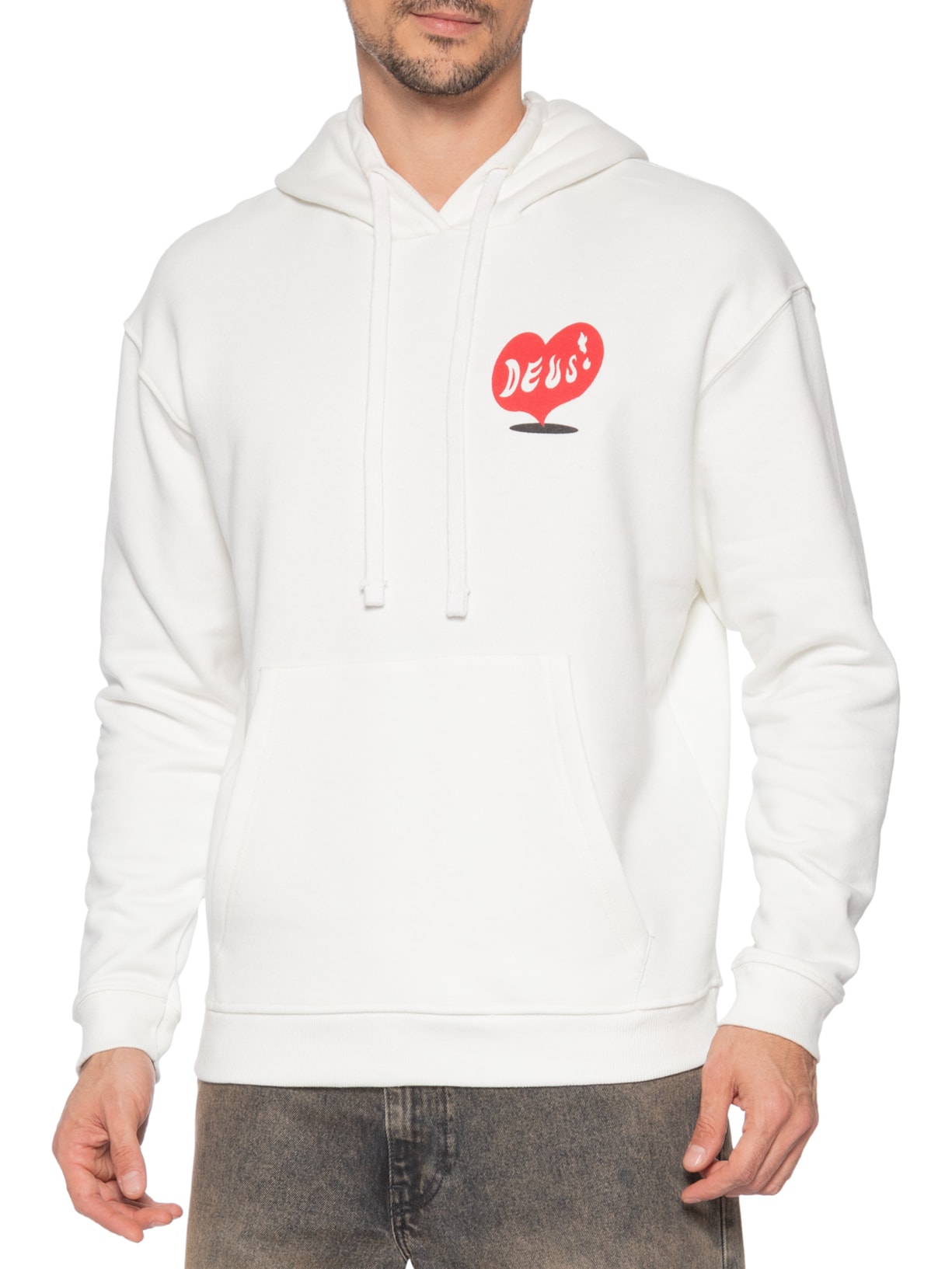 Casaco Moletom Masculino Canguru Deep Cut Branco Deus Ex Machina