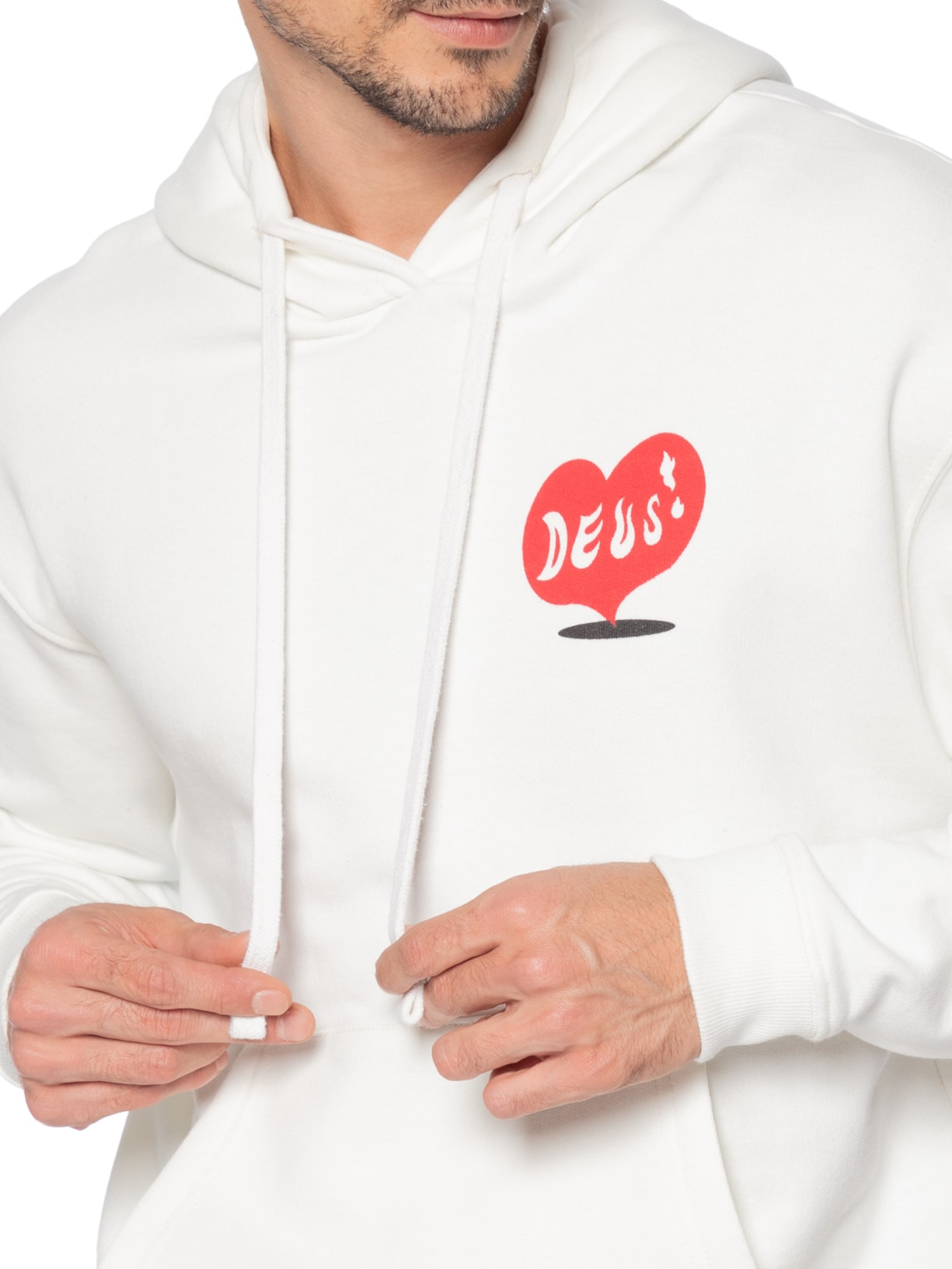 Casaco Moletom Masculino Canguru Deep Cut Branco Deus Ex Machina
