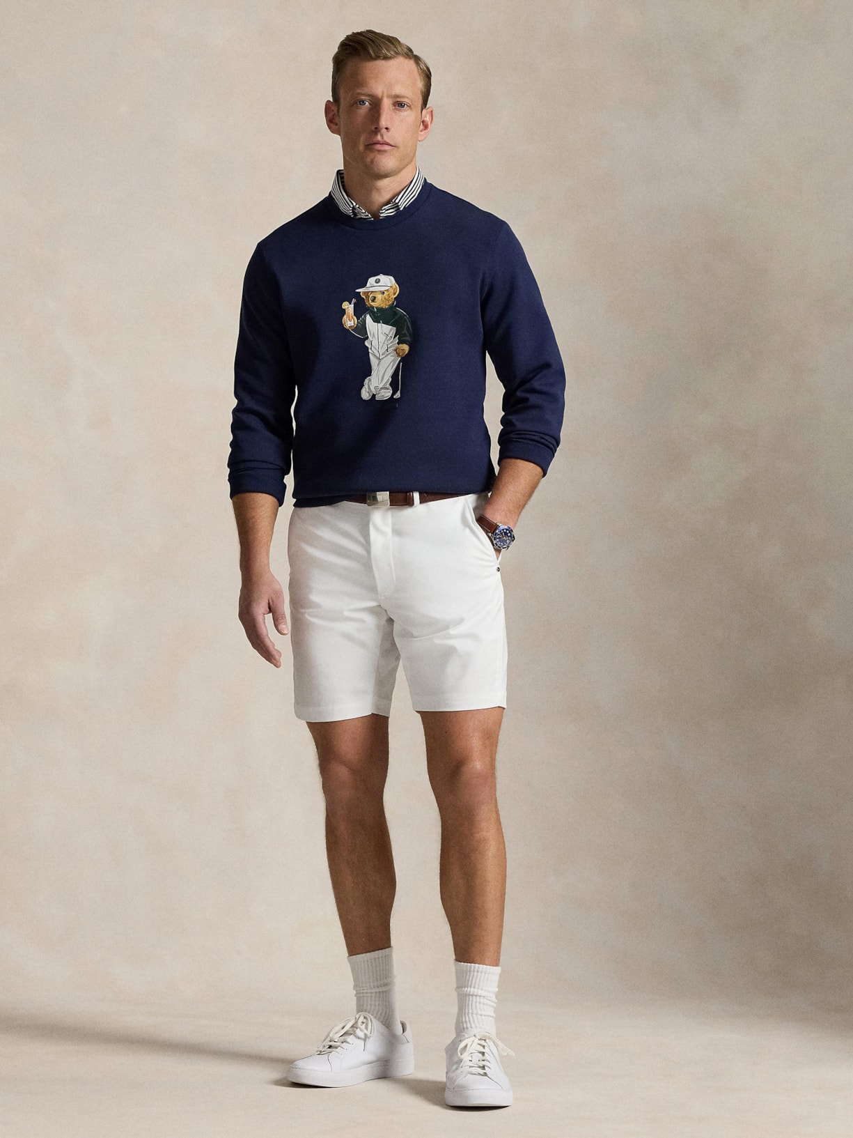 Casaco Moletom Masculino Double Knit Cotton Azul Polo Ralph Lauren