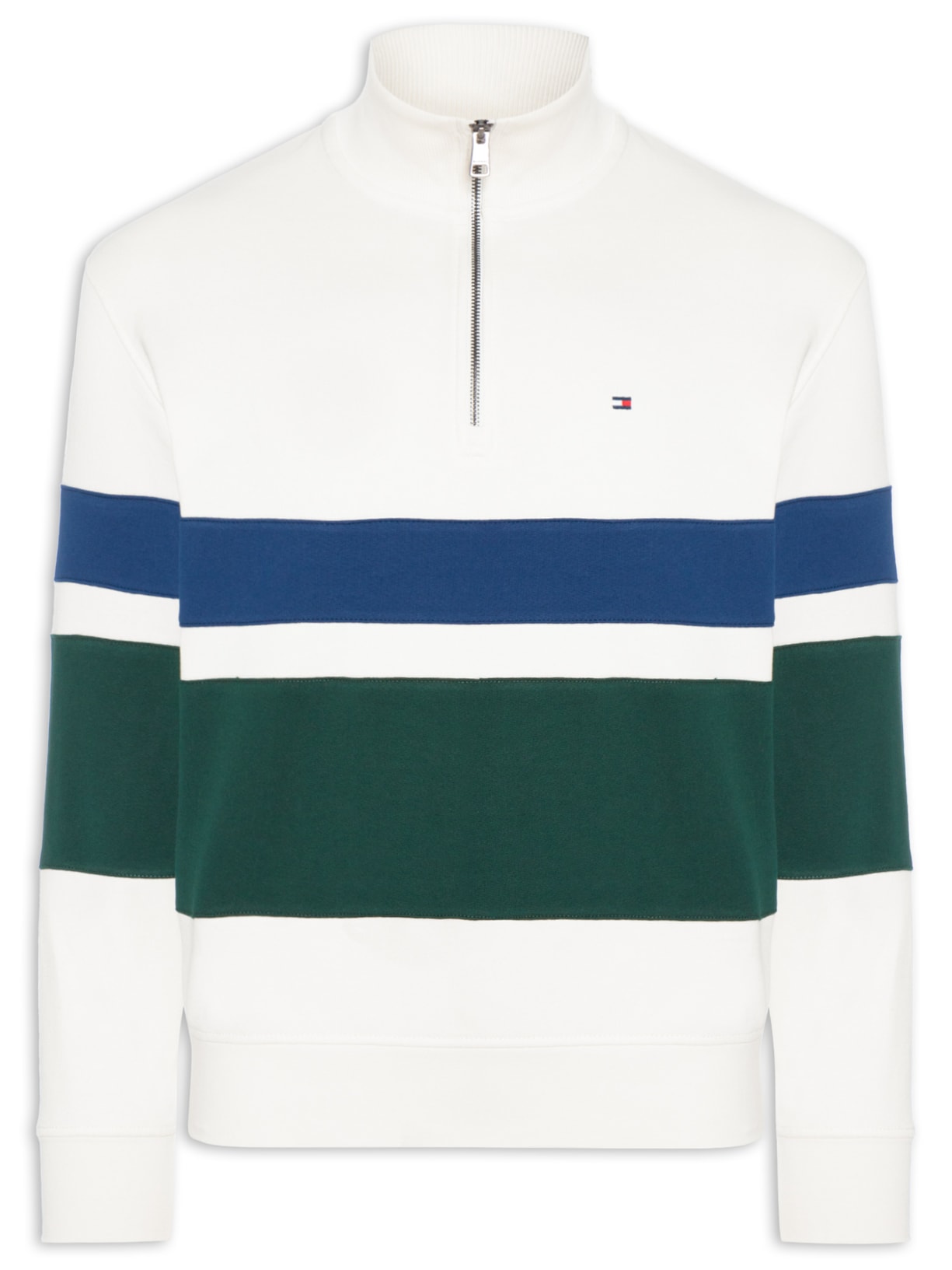 Casaco Moletom Masculino Gola Alta Meio Zíper Country Club Branco Tommy Hilfiger