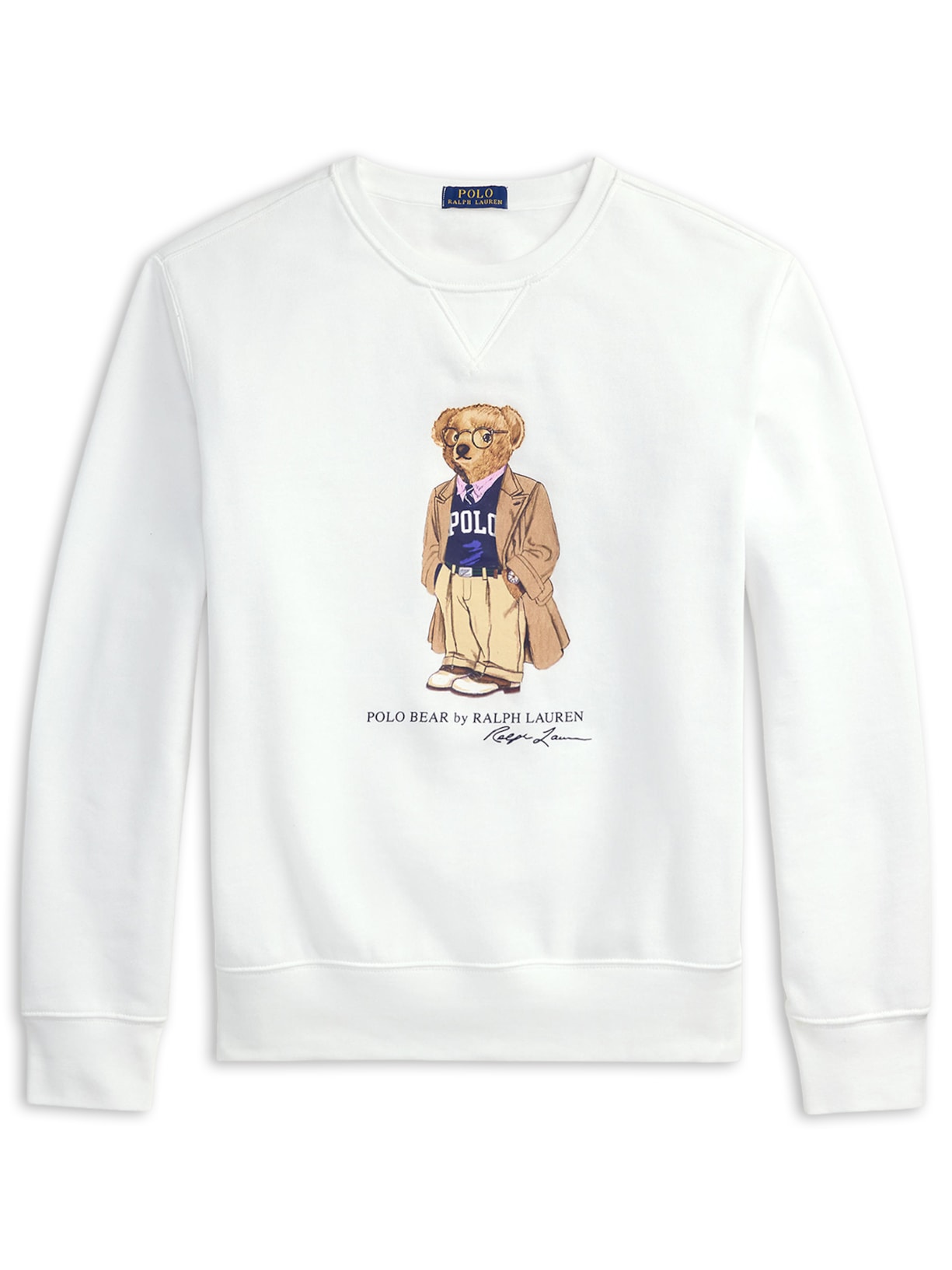Casaco Moletom Masculino Manga Longa Seasonal Bear Branco Polo Ralph Lauren