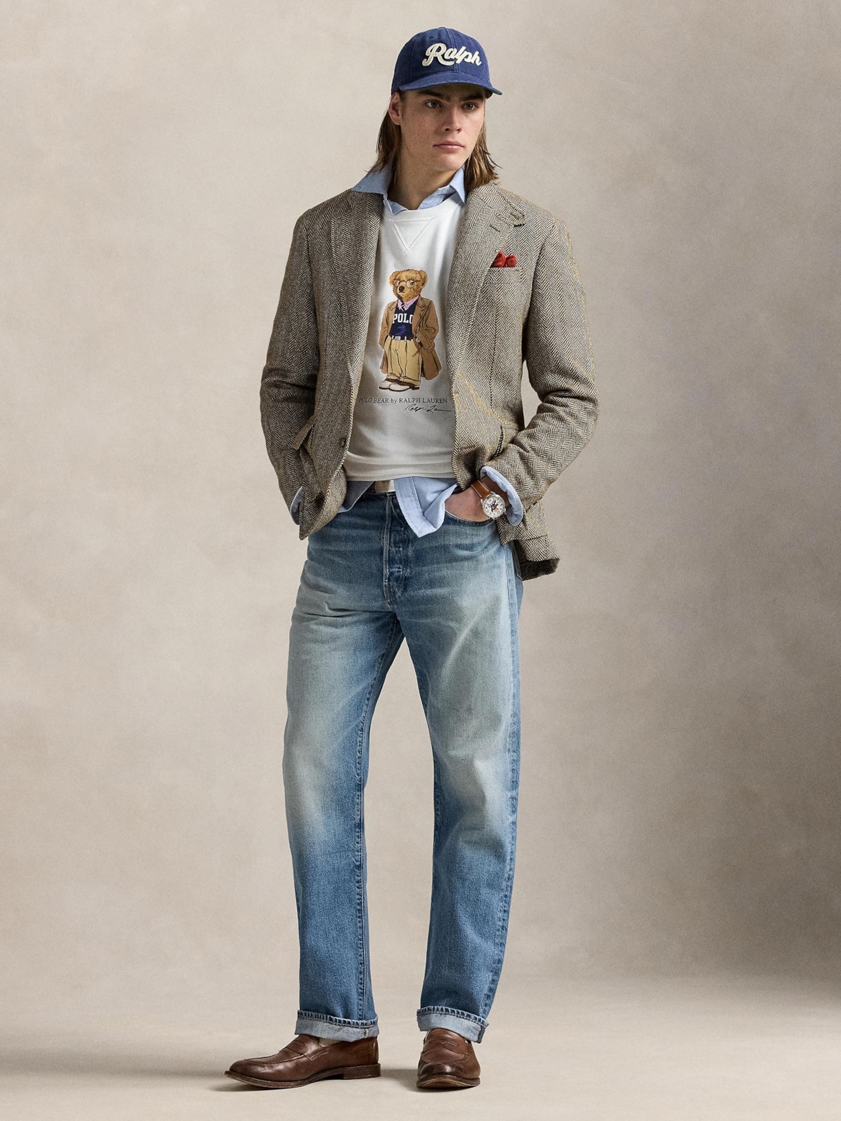 Casaco Moletom Masculino Manga Longa Seasonal Bear Branco Polo Ralph Lauren