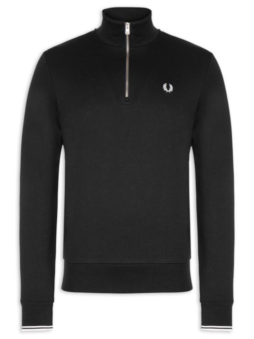 Casaco Moletom Masculino Regular Fit Meio Zíper - Preto