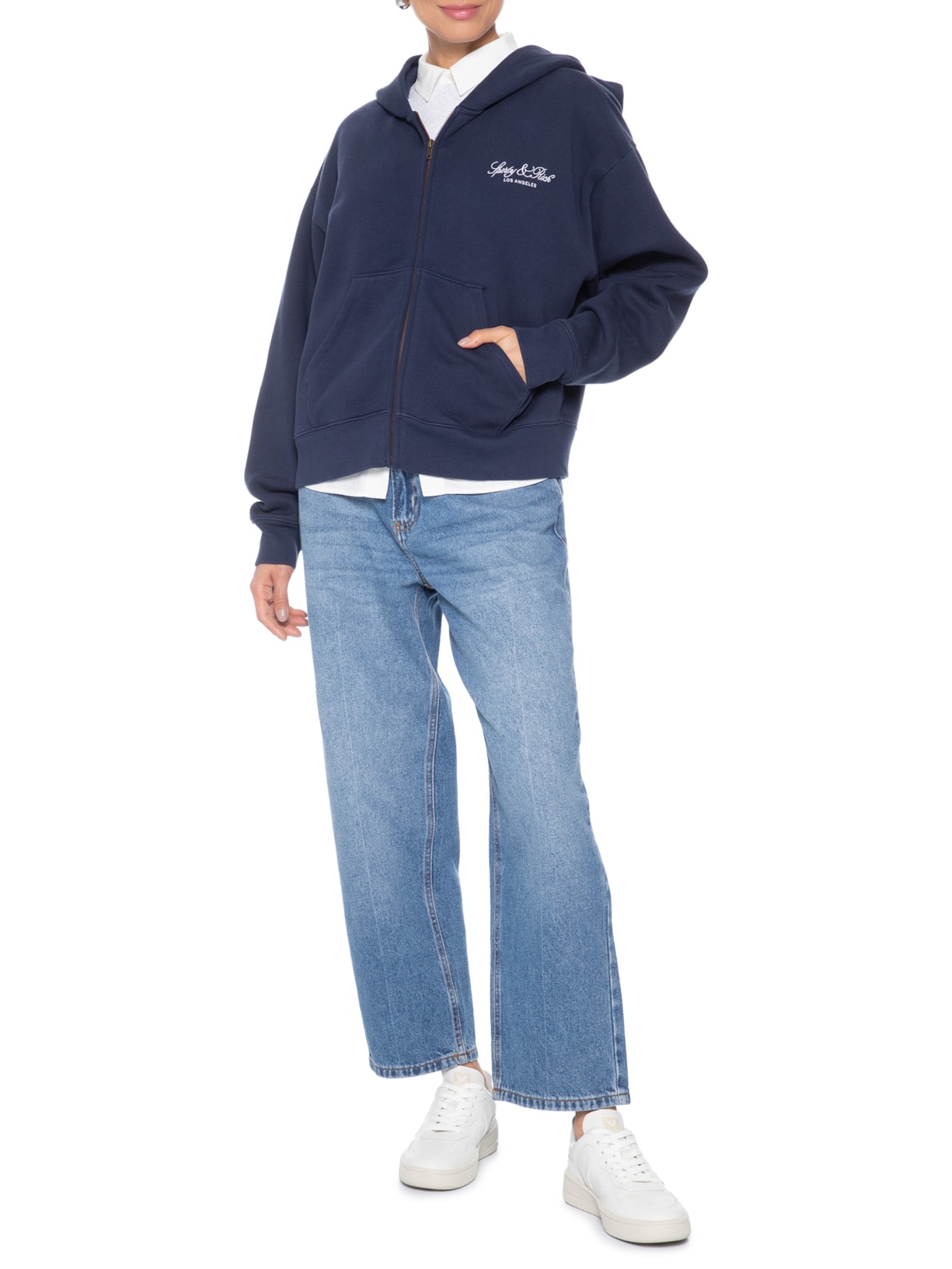 Casaco Moletom Unissex La Embroidered Zip Azul Sporty & Rich