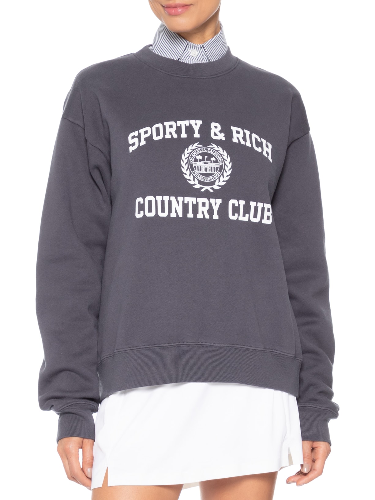 Casaco Moletom Unissex Varsity Crest Crewneck – Preto Sporty & Rich