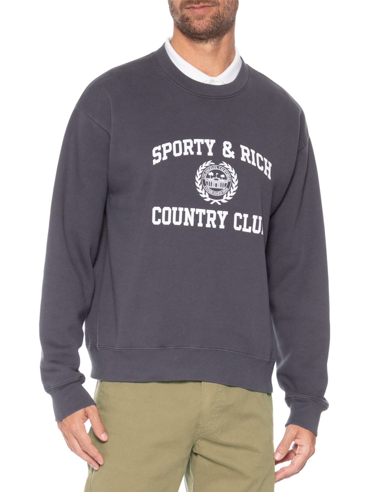 Casaco Moletom Unissex Varsity Crest Crewneck – Preto Sporty & Rich