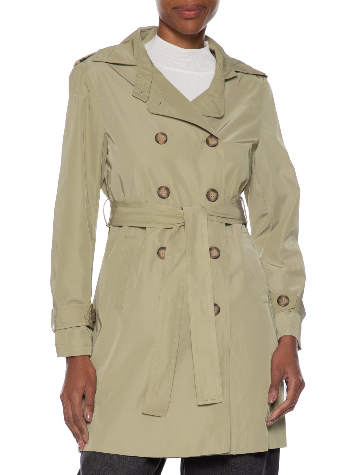 Casaco Trench Coat Feminino Alongado Destacável Bege  Basiq