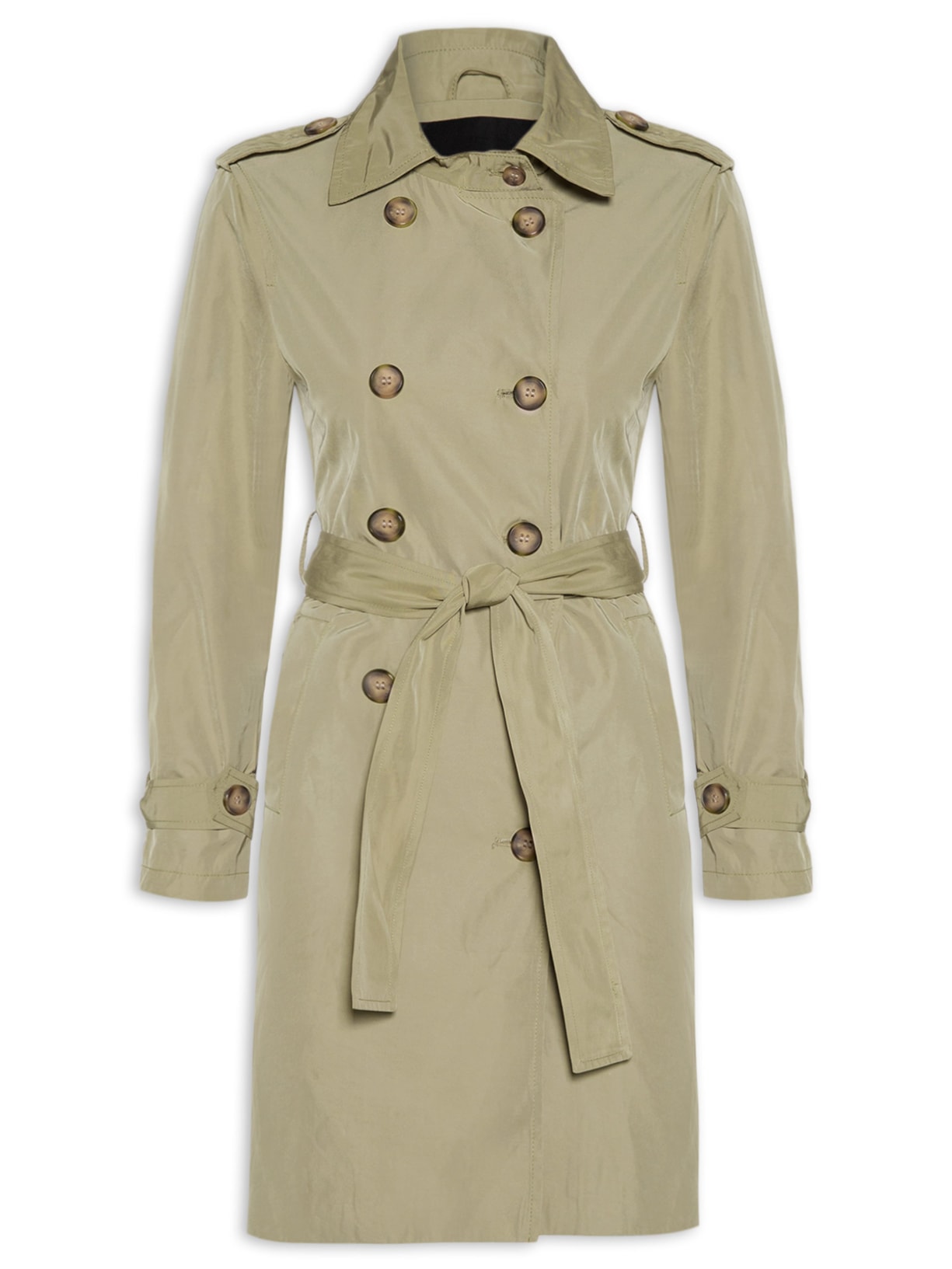 Casaco Trench Coat Feminino Alongado Destacável Bege  Basiq