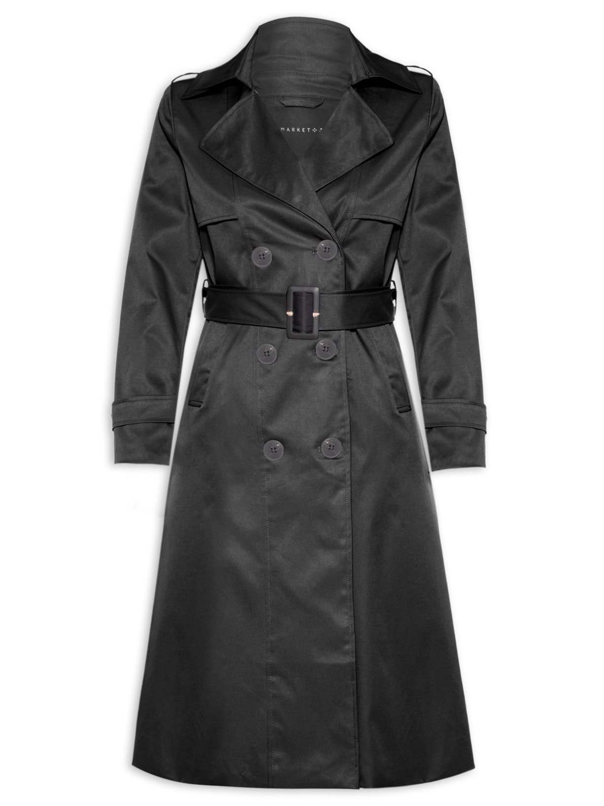 Casaco Trench Coat Feminino Preto Market 33