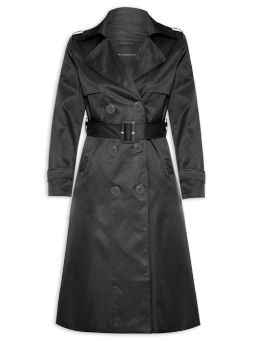 Casaco Trench Coat Feminino - Preto