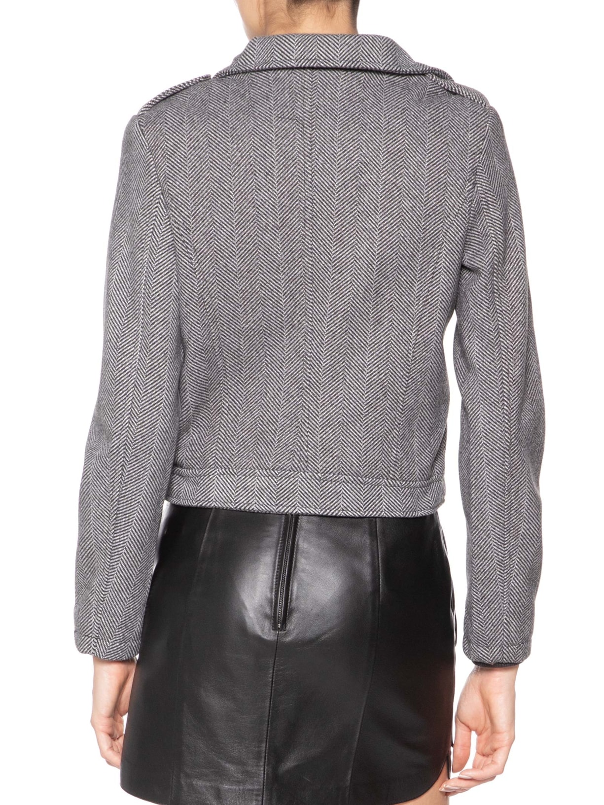 Casaqueto Feminino Com Zíper Diagonal Cinza Market 33