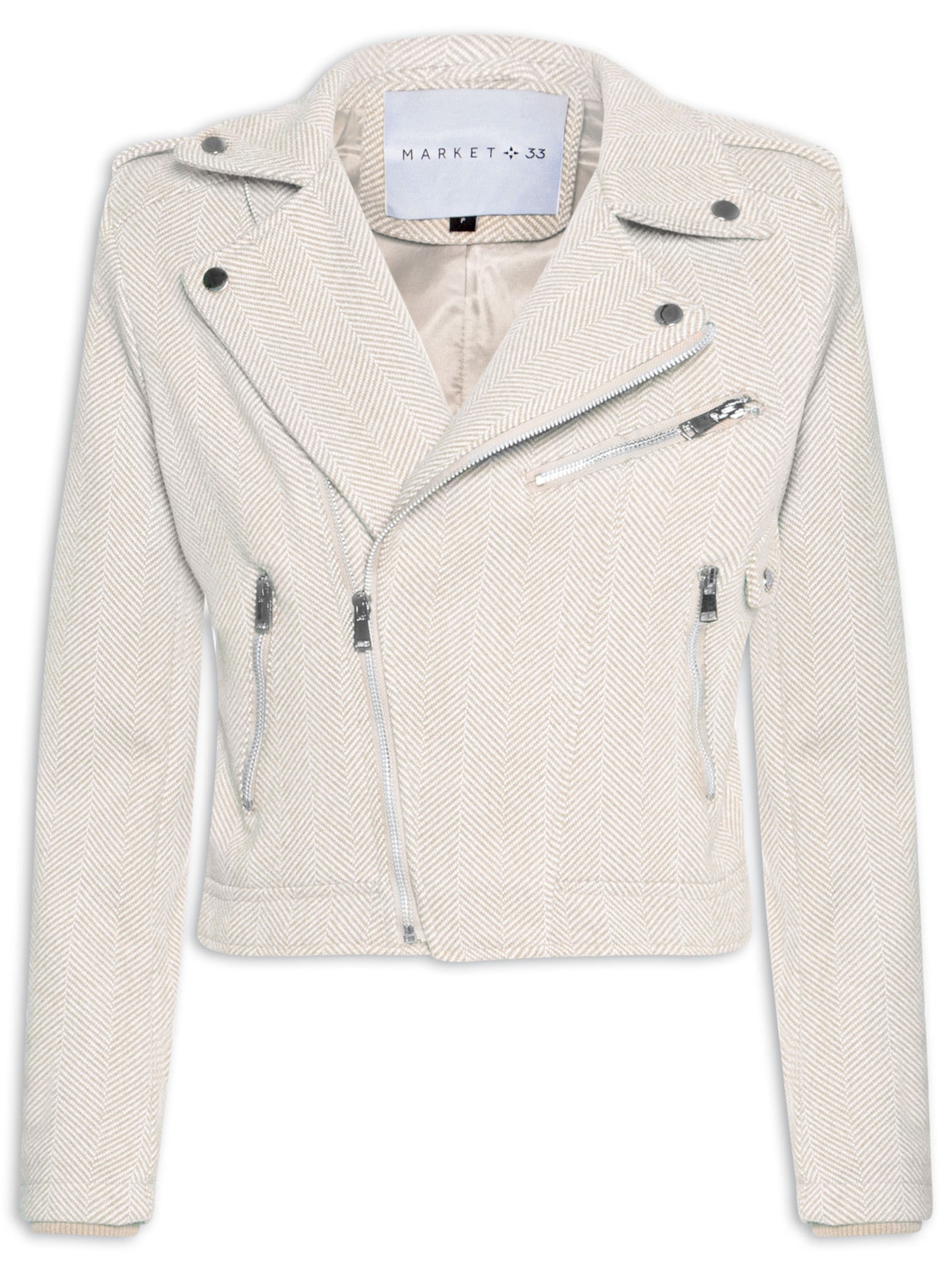 Casaqueto Feminino Com Zíper Diagonal Off White Market 33