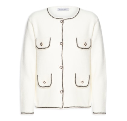Casaqueto Feminino Em Tricot - Off White