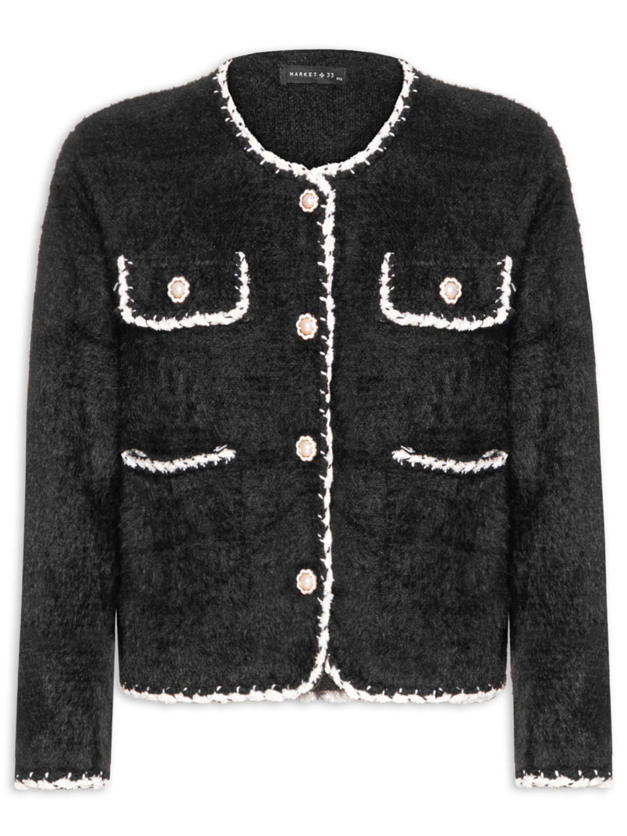 Casaqueto Feminino Em Tricot - Preto