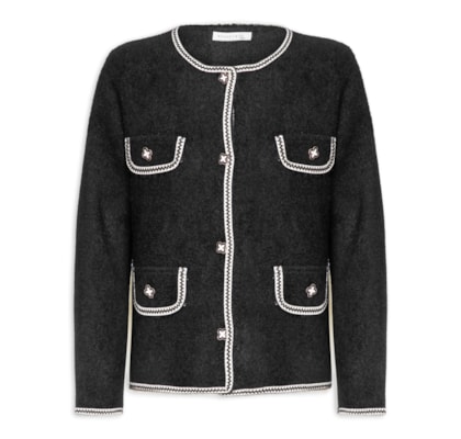 Casaqueto Feminino Em Tricot - Preto