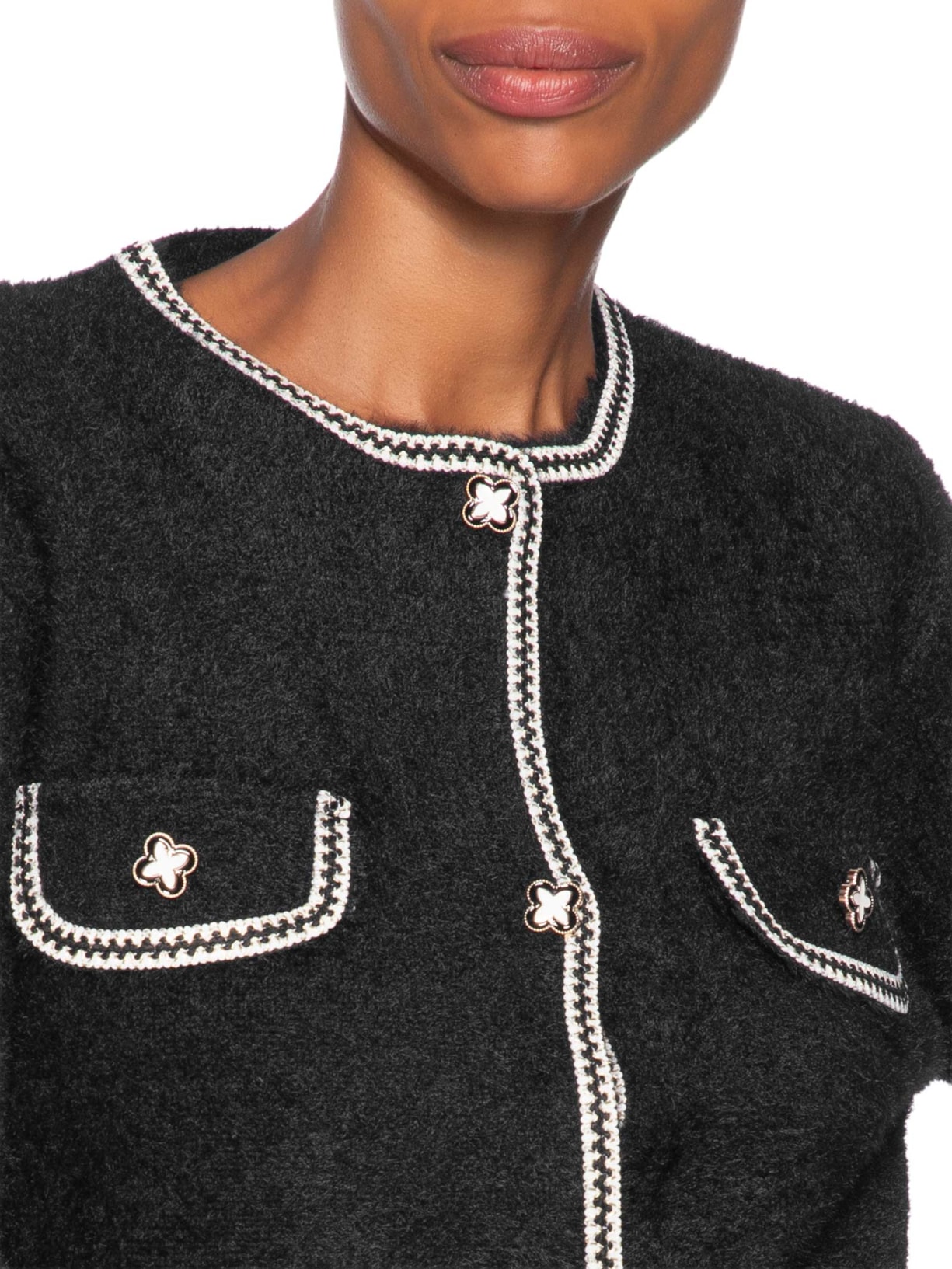 Casaqueto Feminino Em Tricot Preto Market 33