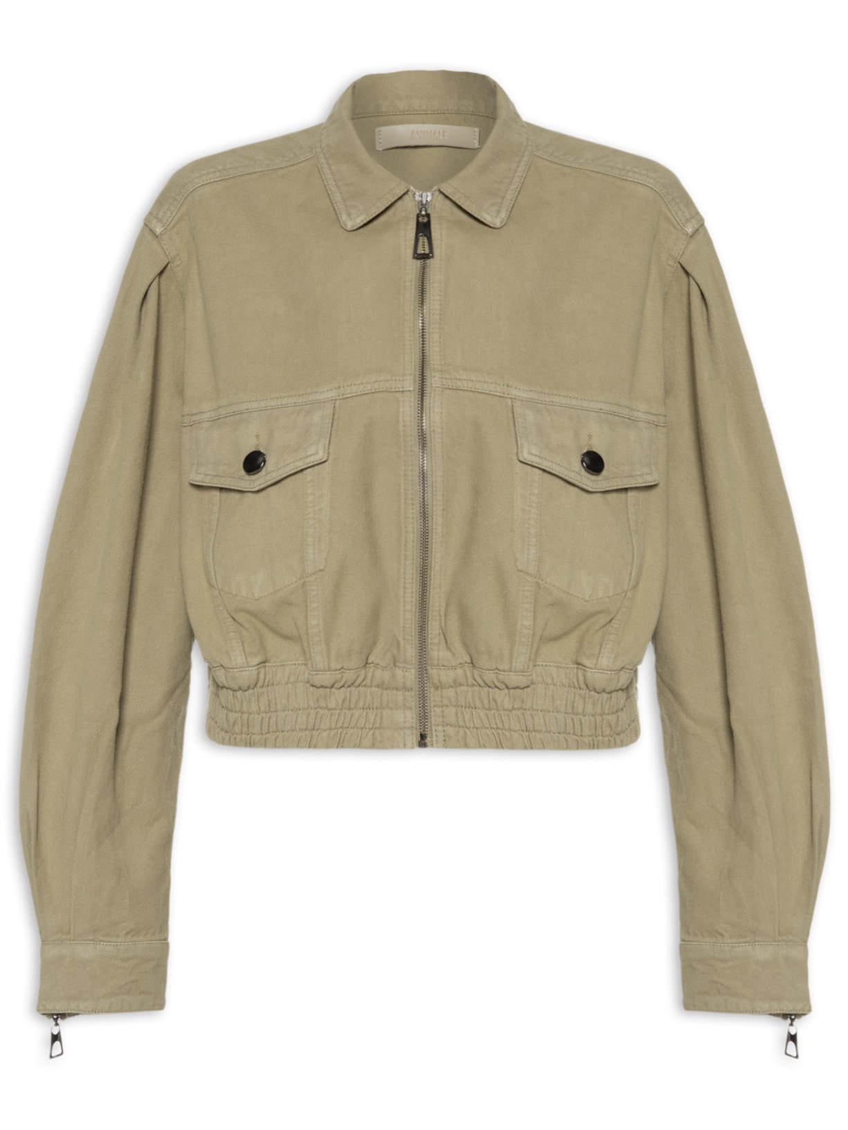 Casaqueto Feminino Franzido Costas De Sarja - Bege