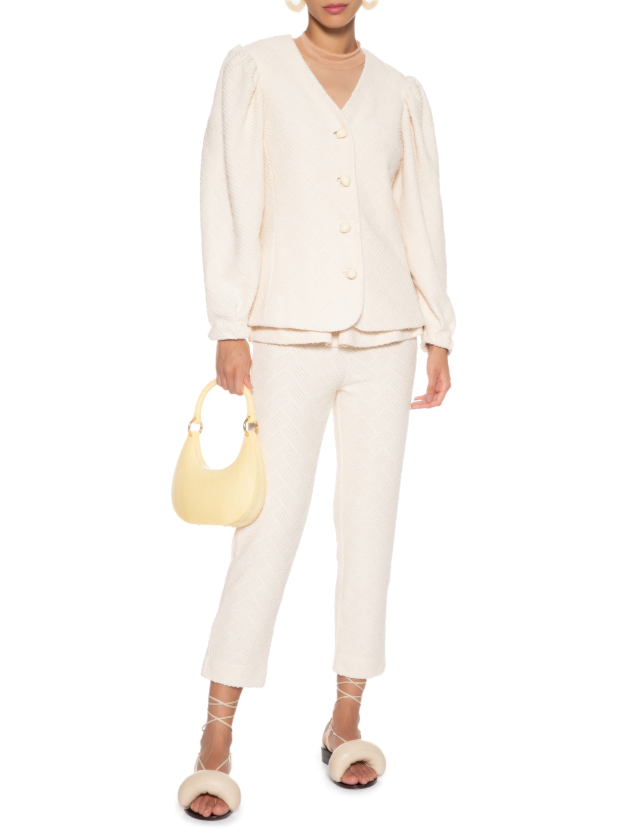 Casaqueto Feminino Jacquard Bege Valônia Véras