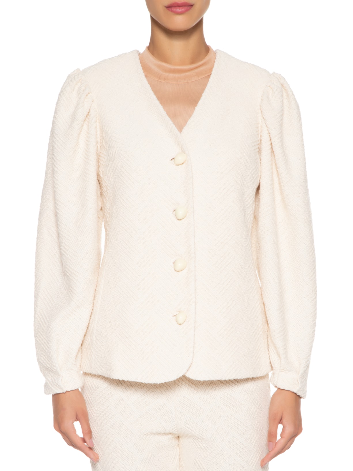 Casaqueto Feminino Jacquard Bege Valônia Véras