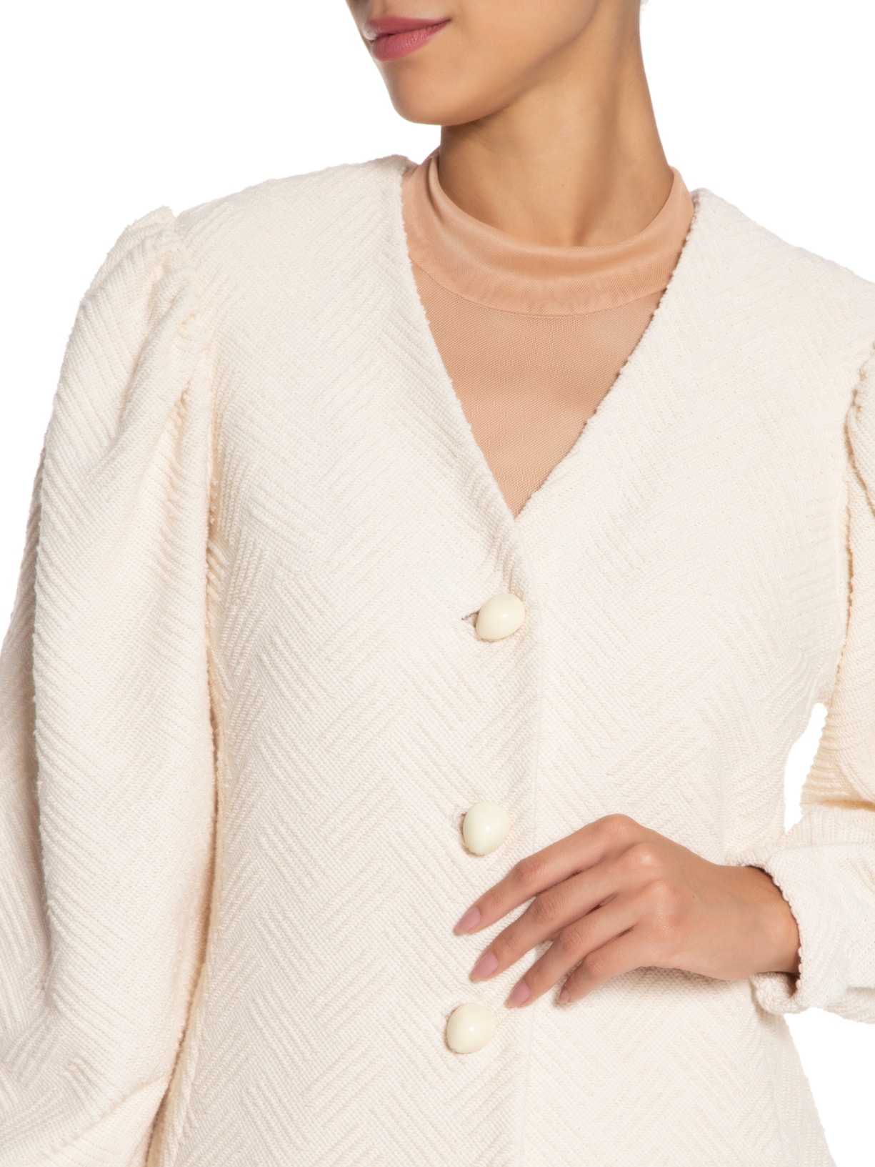 Casaqueto Feminino Jacquard Bege Valônia Véras