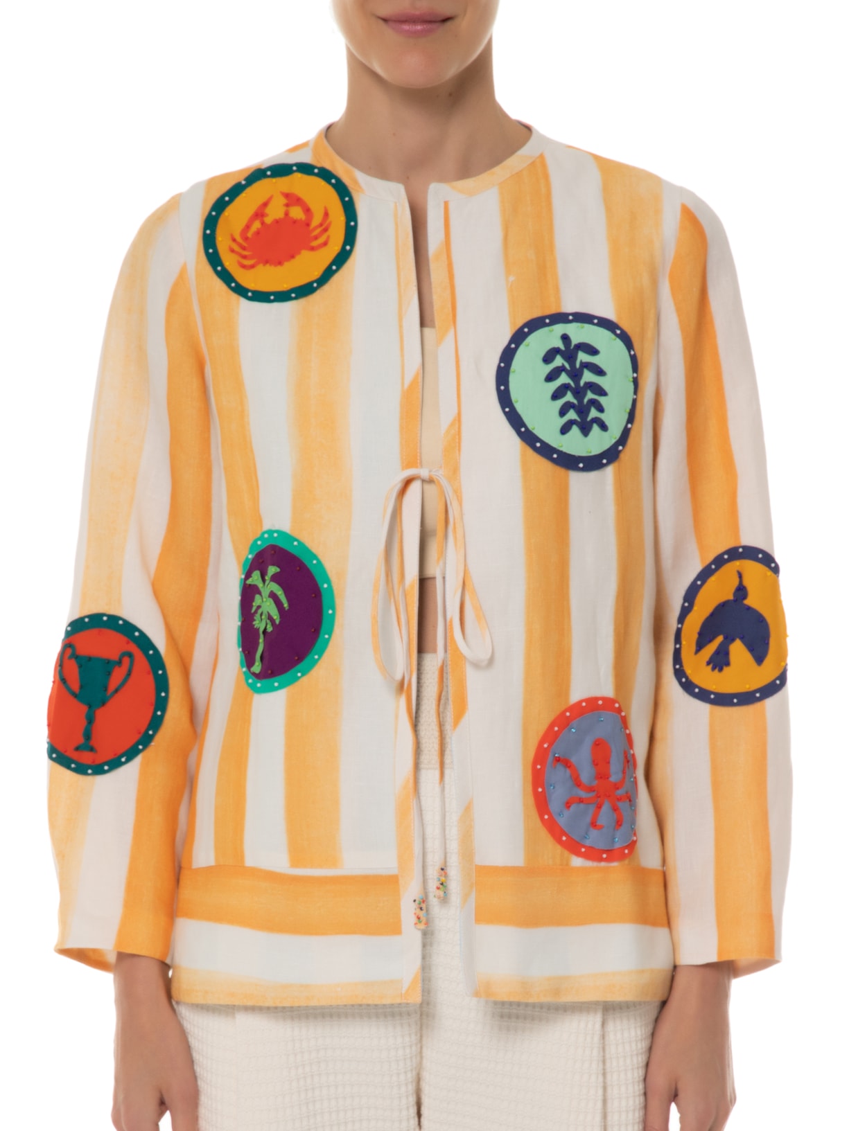 Casaqueto Feminino Polis Listrado Amarelo Bdln