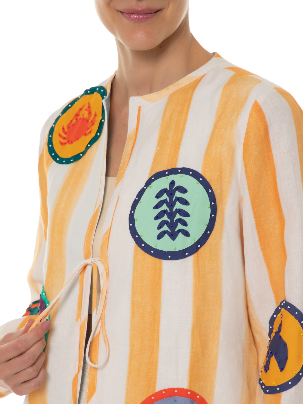 Casaqueto Feminino Polis Listrado Amarelo Bdln