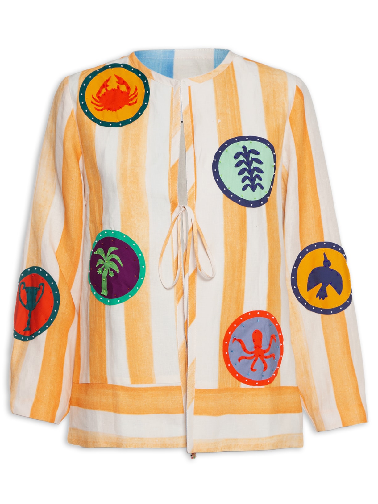 Casaqueto Feminino Polis Listrado Amarelo Bdln