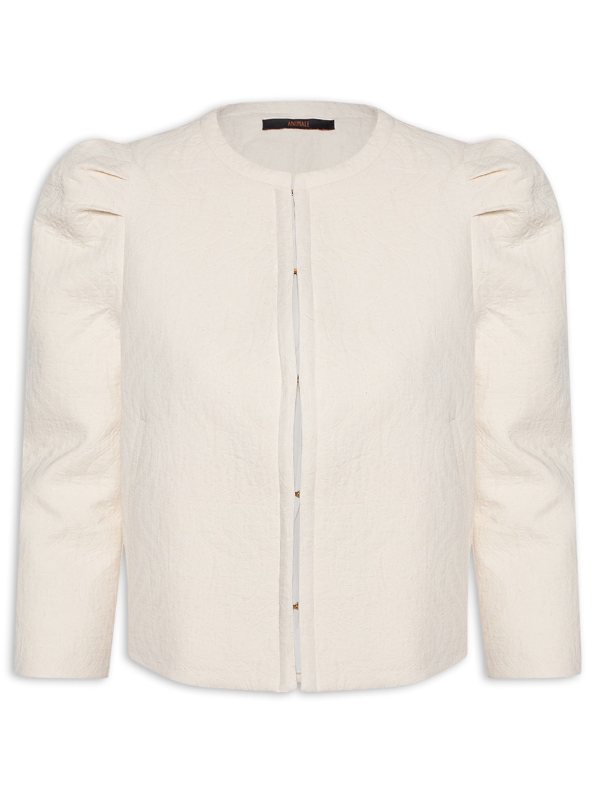 Casaqueto Feminino Pregas Ombro De Jacquard - Bege