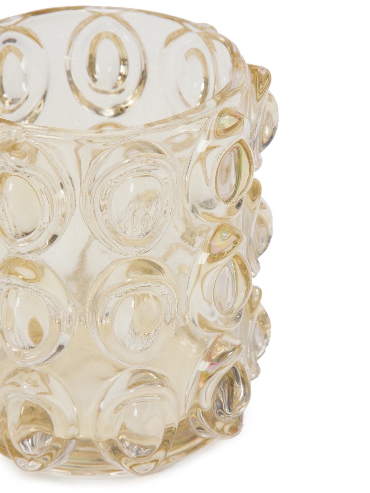 Castiçal Ambar Em Vidro Bege '2Home