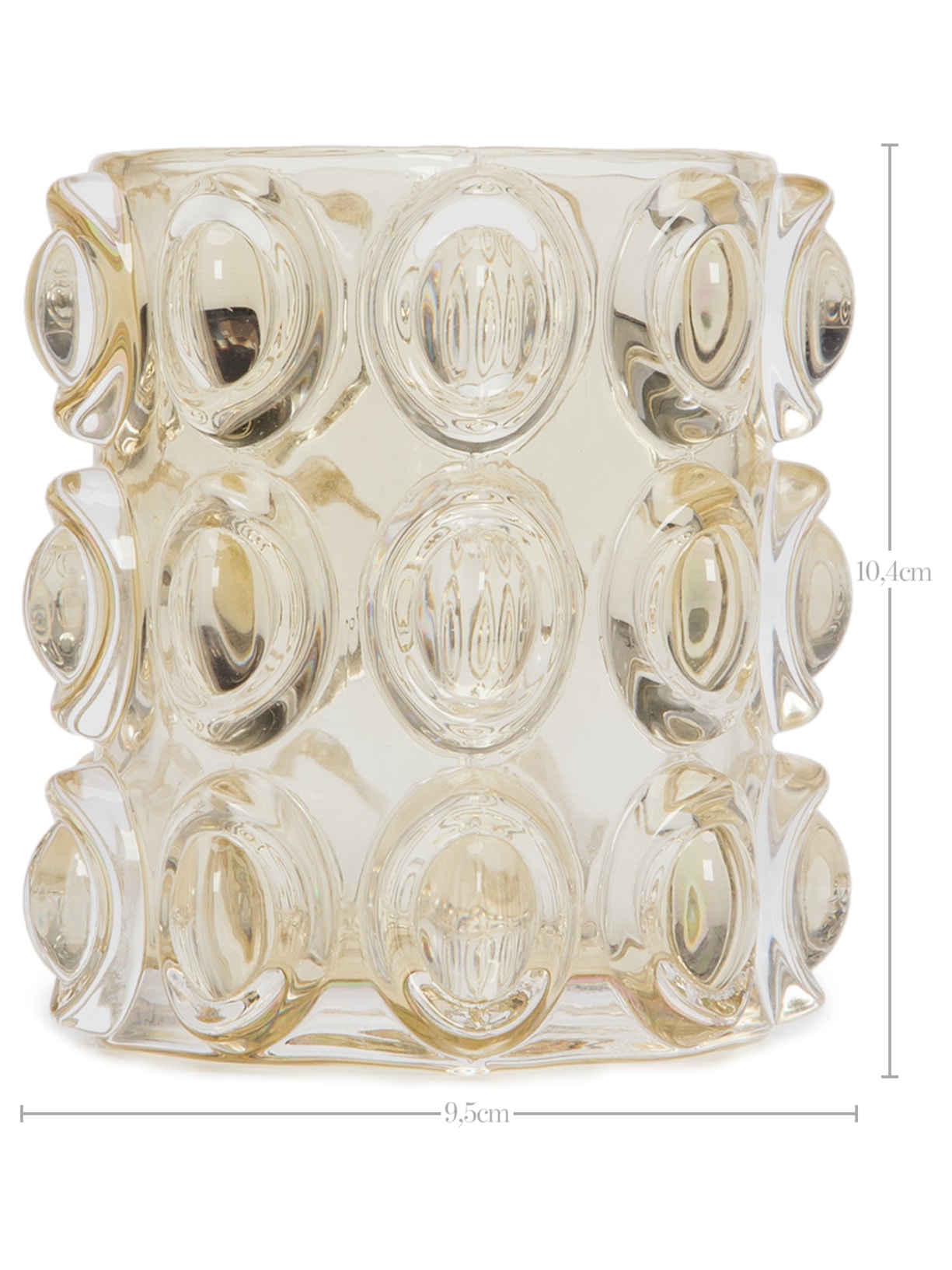 Castiçal Ambar Em Vidro Bege '2Home