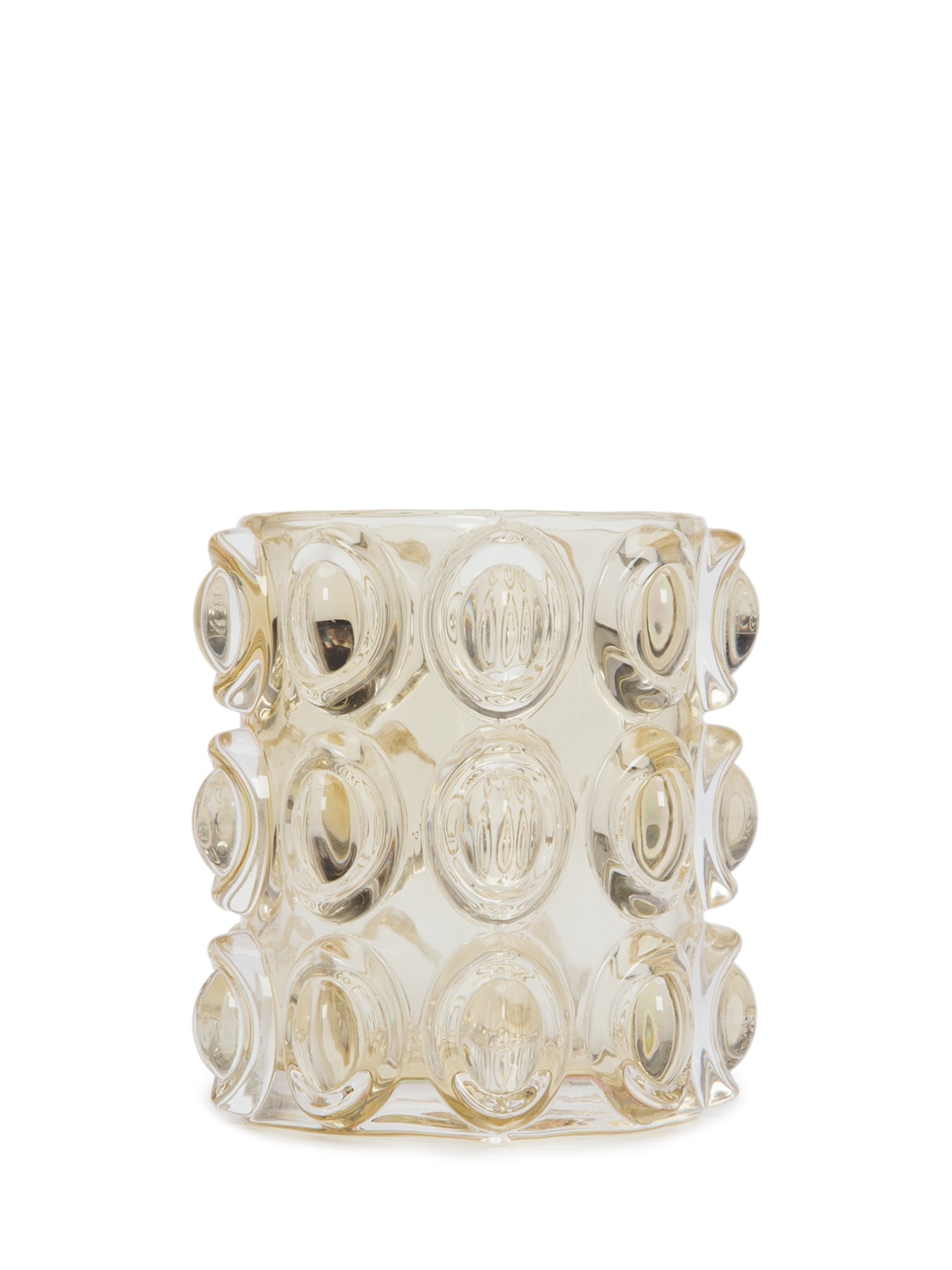 Castiçal Ambar Em Vidro - Bege